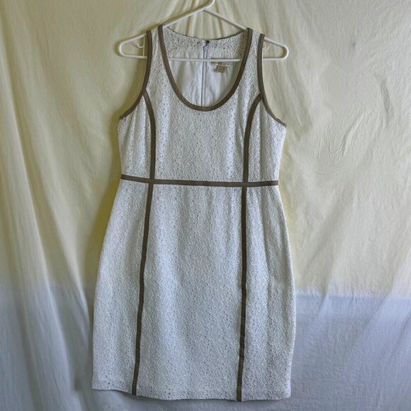 MICHAEL Michael Kors Dresses & Skirts - NWOT MICHAEL Michael Kors White & Tan Floral Lace Sheath Dress Size 8  *